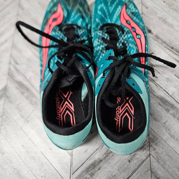 Saucony Womens 6.5 Racing Havok XC Running Track Shoes Teal Spikes S19029-1 - Picture 6 of 8